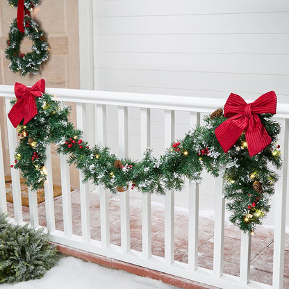 Snow-Tipped Pre-Lit Holiday Wreath or Vertical Swag