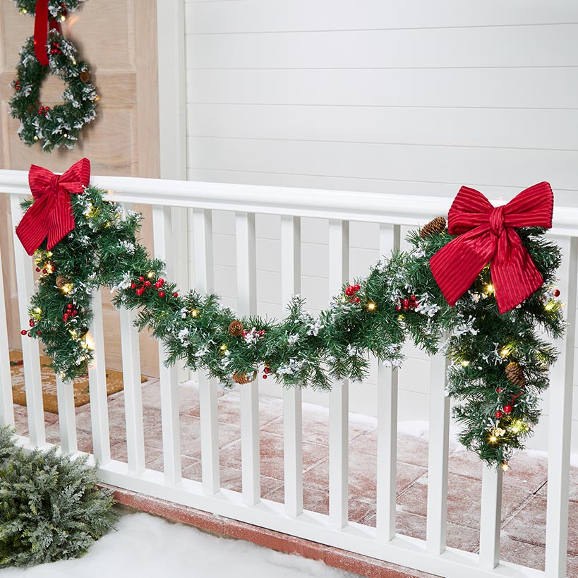 Snow-Tipped Pre-Lit Holiday Wreath or Vertical Swag#select-item_garland