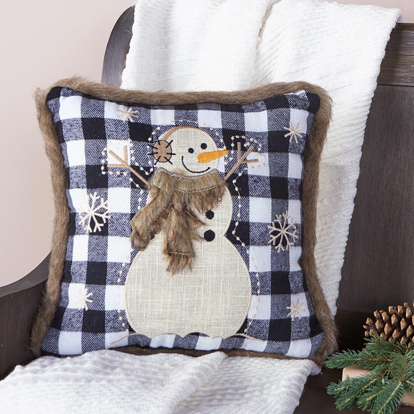 Faux Fur-Trimmed Plaid Pillows or Stockings