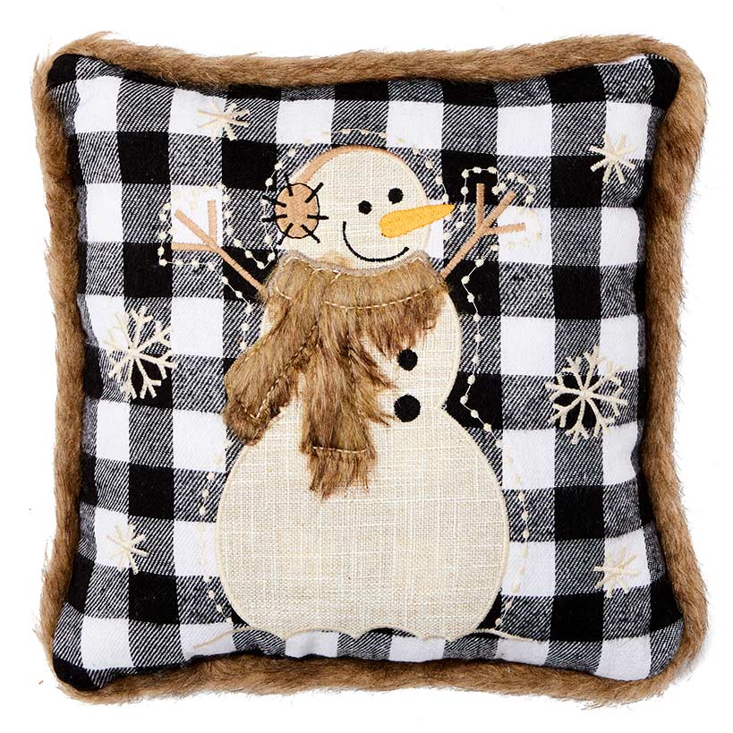 Faux Fur-Trimmed Plaid Pillows or Stockings