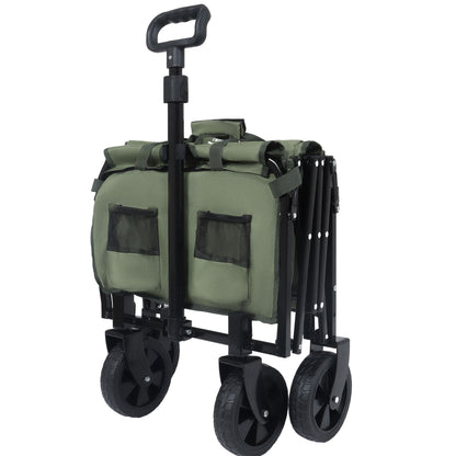 Expandable Dual-Layer Utility Wagon with 100% Extra Space - Grocery Cart for Camping, Shopping, Sports, Gardening, Fishing, Supports 225lbs, army green - image 14