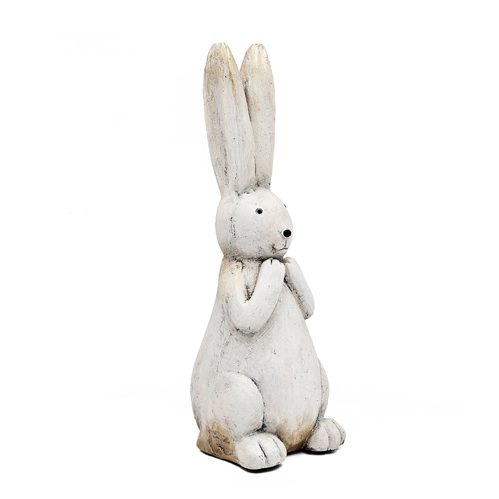 7.5x7x20" Textured White Magnesium Bunny Rabbit with Subtle Gold Details - image 3