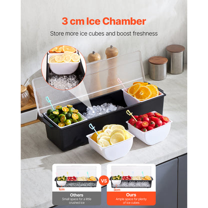 Chilled Condiment Server 4 Compartment Cold Serving Tray with Lid for Fruit - image 8