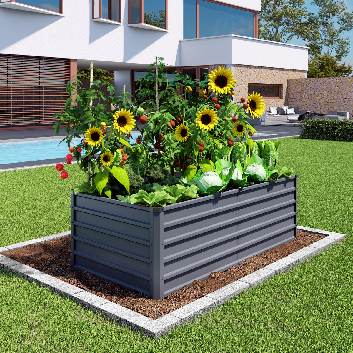 6x3x2ft Large Raised Garden Bed, Gray Rectangular Galvanized Metal Outdoor Planter with 269 Gallon Capacity and Deep Root Design, Ideal for Growing Vegetables, Flowers and Herbs - image 10