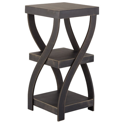 Distressed Twisted Wood Accent Table-Gray, White, Black, or Walnut