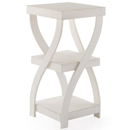 Distressed Twisted Wood Accent Table-Gray, White, Black, or Walnut
