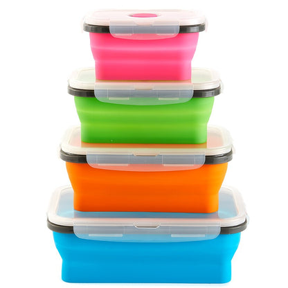 Collapsible Locking Lid Food Storage System Rectangle 8 pc Set