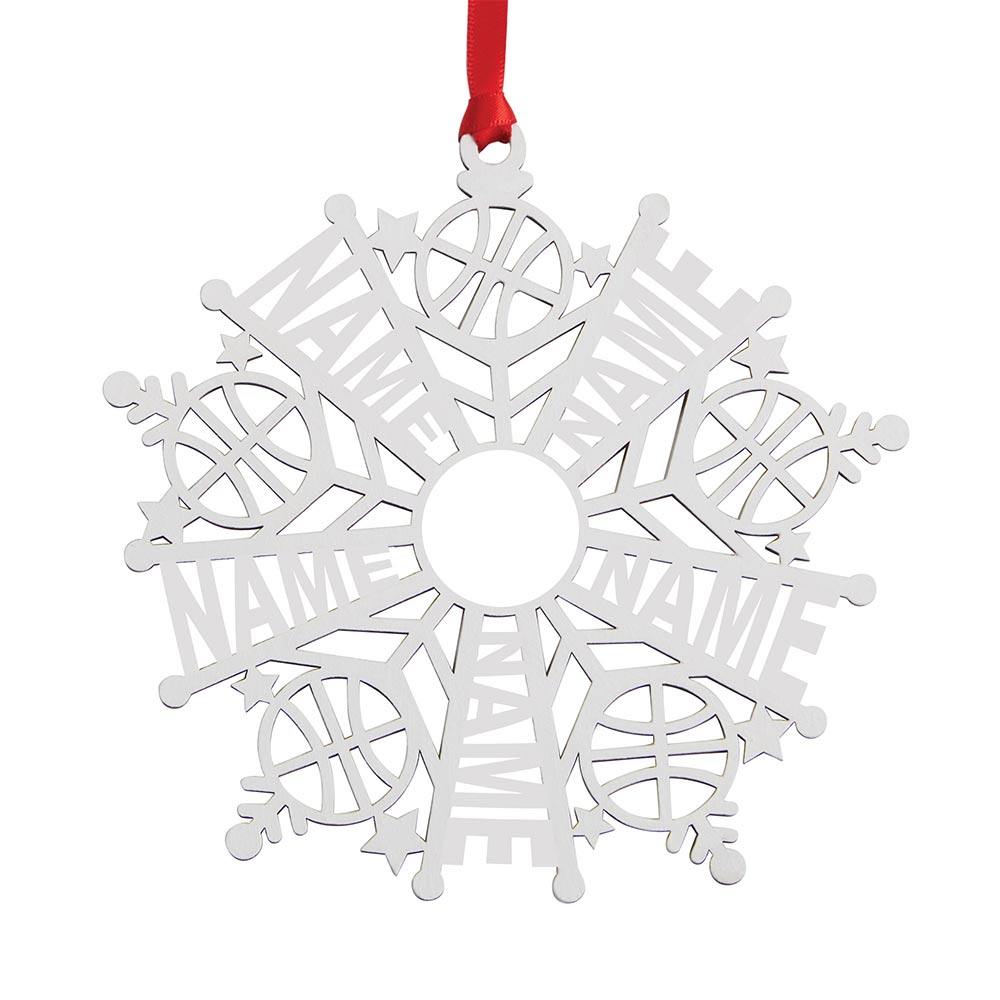 Personalized Snowflake Ornament White Wood