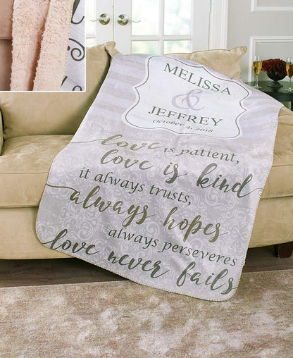 Personalized Wedding Sherpa Throw