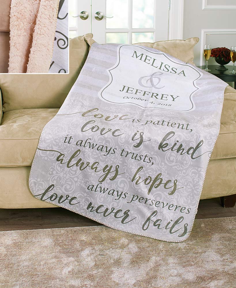 Personalized Wedding Sherpa Throw