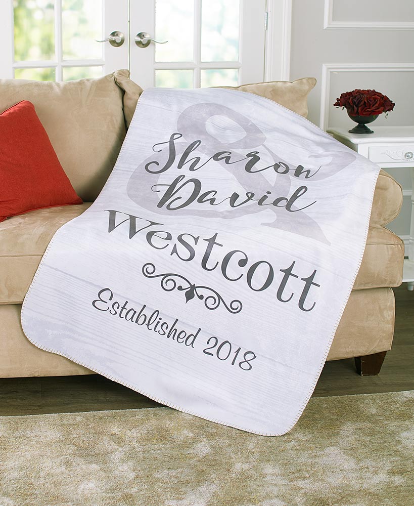 Personalized Wedding Sherpa Throw