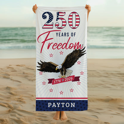 Personalized 250 Years of Freedom Eagle Beach Towel