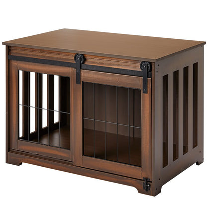 Rustic Sliding Barn Door Pet Crate