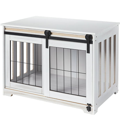 Rustic Sliding Barn Door Pet Crate