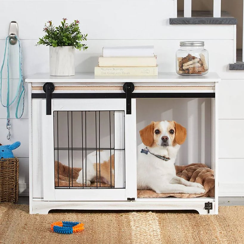 Rustic Sliding Barn Door Pet Crate