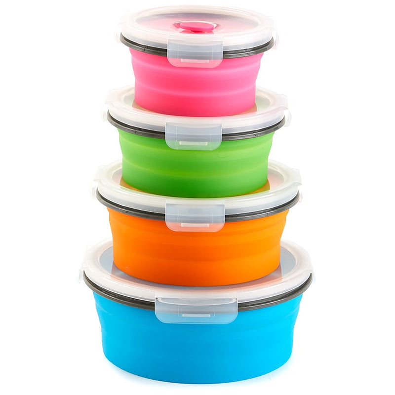 Collapsible Locking Lid Food Storage Round 8-Pc. | LTD Commodities