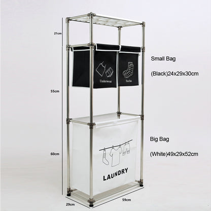Laundry Hamper 3 Tier Laundry Sorter with 4 Removable Bags for Organizing Clothes, Laundry, Lights, Darks ,Three hooks - image 7