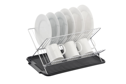 17 Inch X Shaped Stainless Steel 2-Tier Dish Rack for Kitchen Counter
