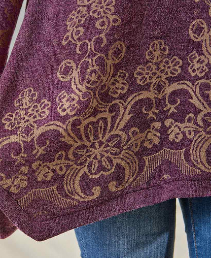 Border Print Sweater Knit Tunics