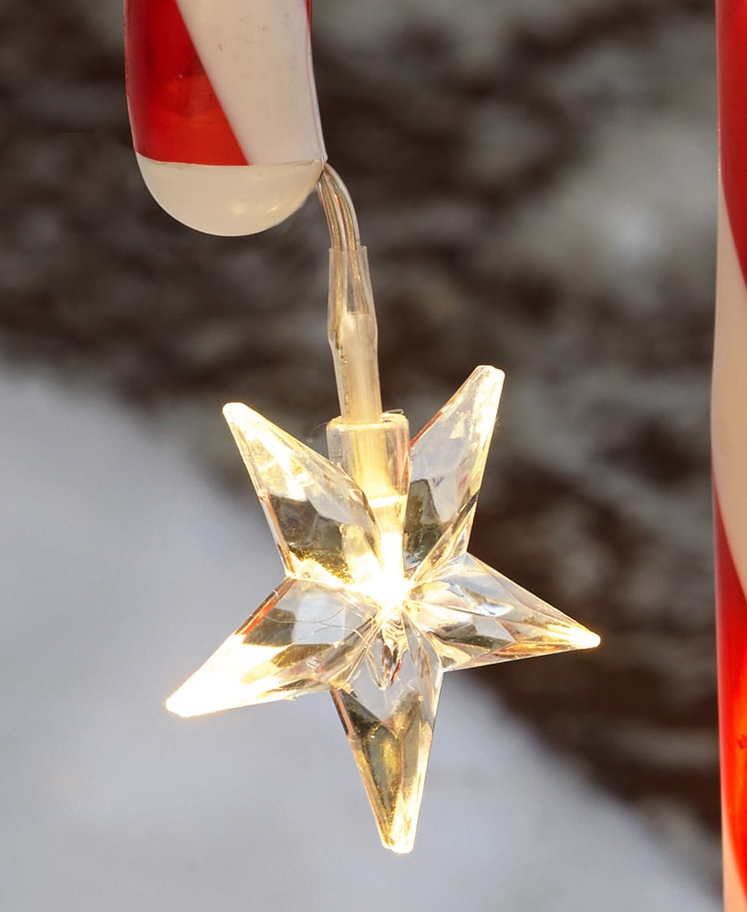 Set of 8 Solar Candy Cane Stakes with Star Accent