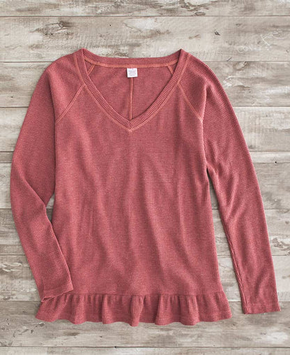 Ruffle Hem Thermal Tops