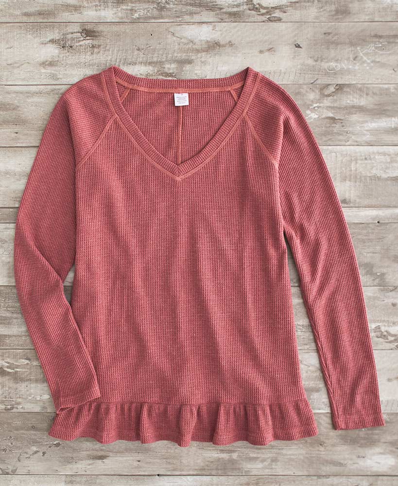 Ruffle Hem Thermal Tops