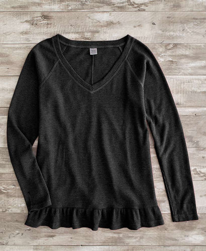 Ruffle Hem Thermal Tops
