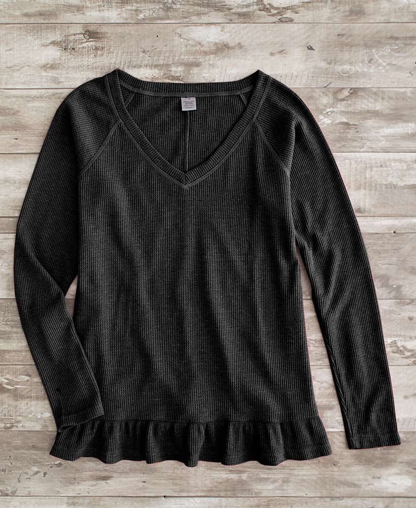 Ruffle Hem Thermal Tops
