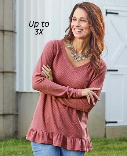 Ruffle Hem Thermal Tops