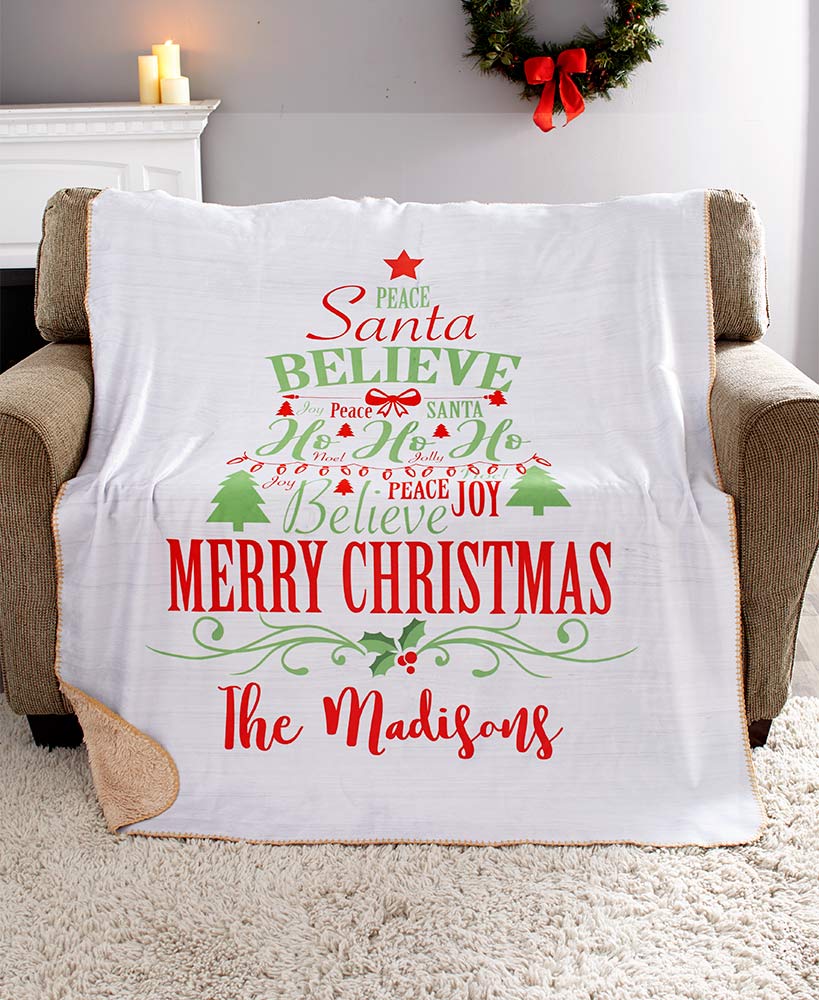 Personalized Sherpa Christmas Throws