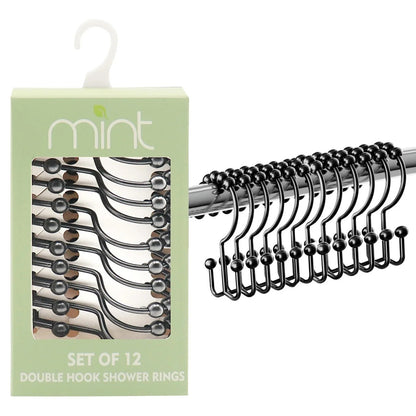 Set of 12 Rust Resistant Shower Curtain Hooks - 6 Designs!