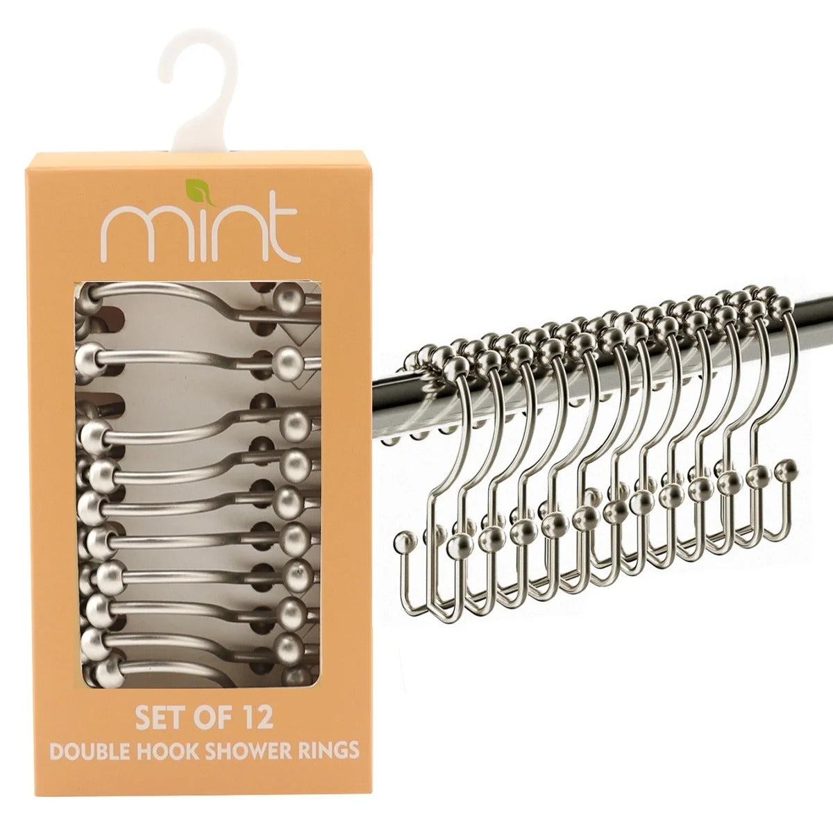 Set of 12 Rust Resistant Shower Curtain Hooks - 6 Designs!