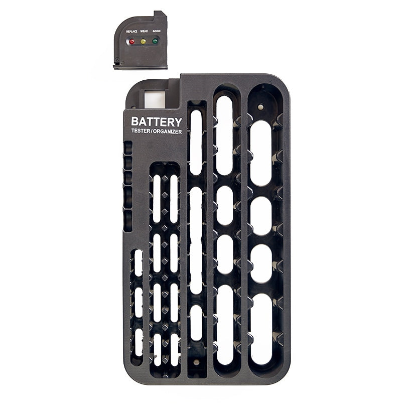 Battery Tester and Organizer Holds Up To 72 Various Size Batteries