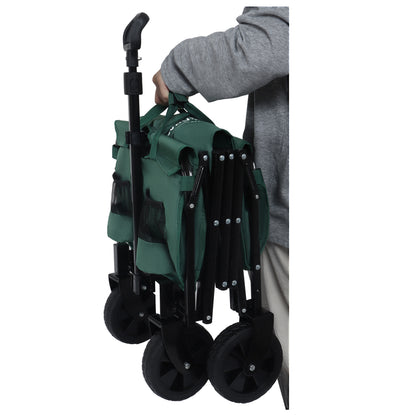 Expandable Dual-Layer Utility Wagon with 100% Extra Space - Grocery Cart for Camping, Shopping, Sports, Gardening, Fishing, Supports 225lbs, Green - image 15