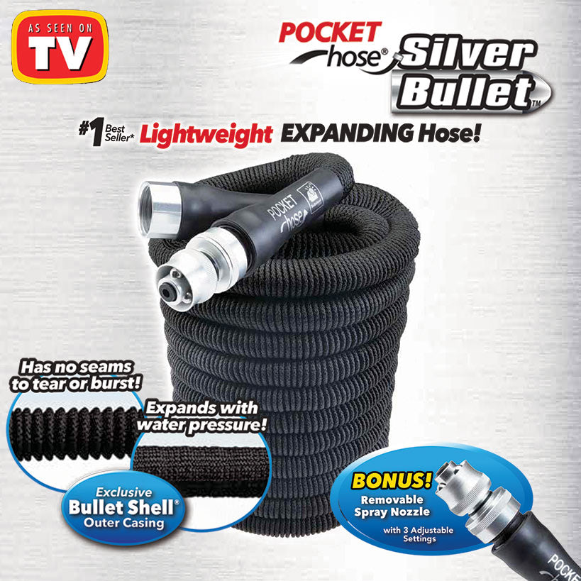 Pocket Hose® Silver Bullet™ - Lightweight, Expandable, Garden Hose