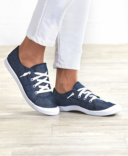 Women's Denim Lace-up Sneakers