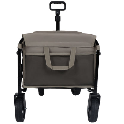 Expandable Dual-Layer Utility Wagon with 100% Extra Space - Grocery Cart for Camping, Shopping, Sports, Gardening, Fishing, Supports 225lbs, Beige - image 9
