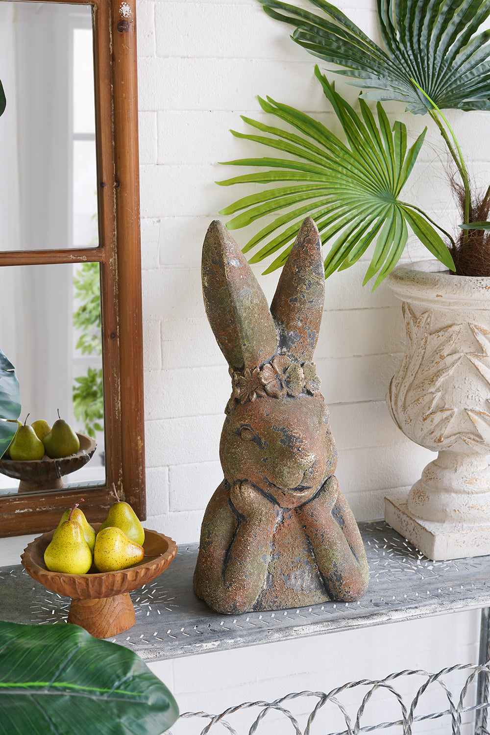 9.3x7.9x20.3"  Antique Rabbit Figurine