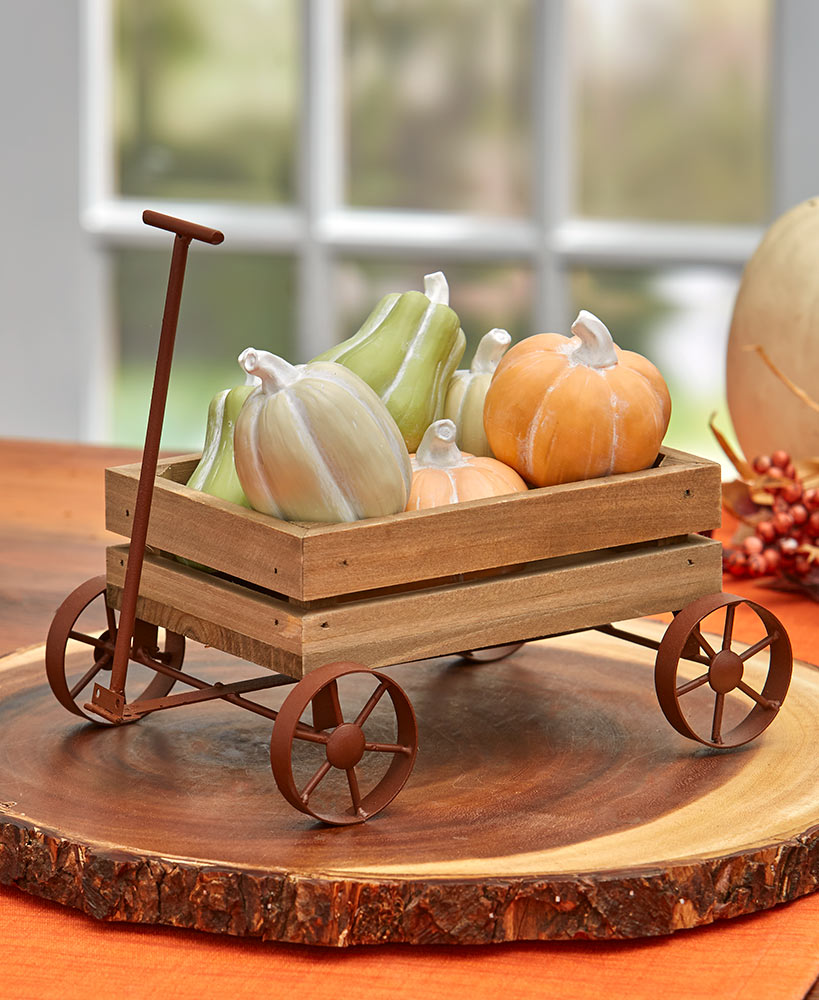 Mini Pumpkins or Wooden Tabletop Wagon