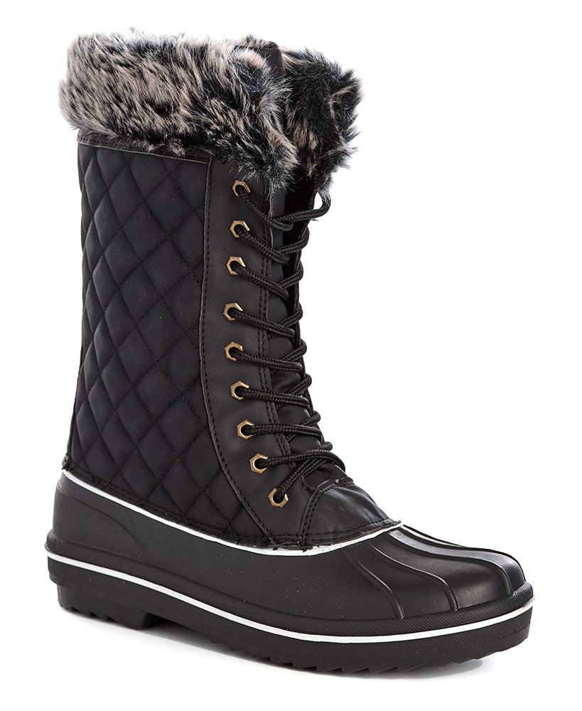 Fur Trim Quilted Duck Boots