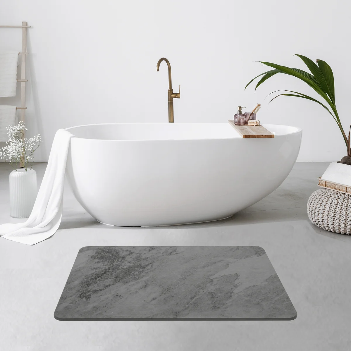 4 Colors! - 24'' X 15'' Diatomaceous Quick Drying Stone Bath Mat