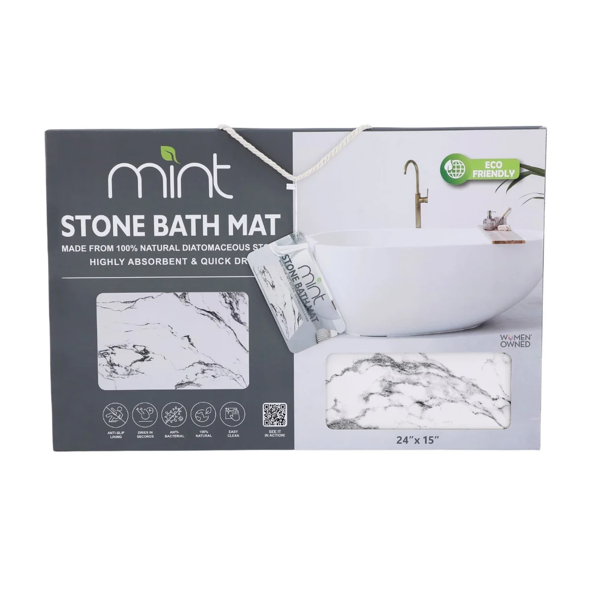 4 Colors! - 24'' X 15'' Diatomaceous Quick Drying Stone Bath Mat