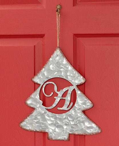 Galvanized Metal Monogram Tree Signs