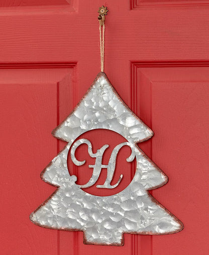 Galvanized Metal Monogram Tree Signs