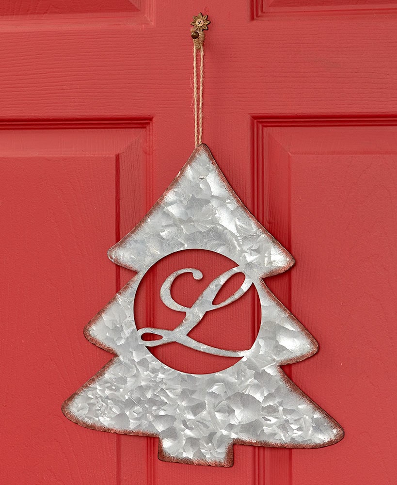 Galvanized Metal Monogram Tree Signs