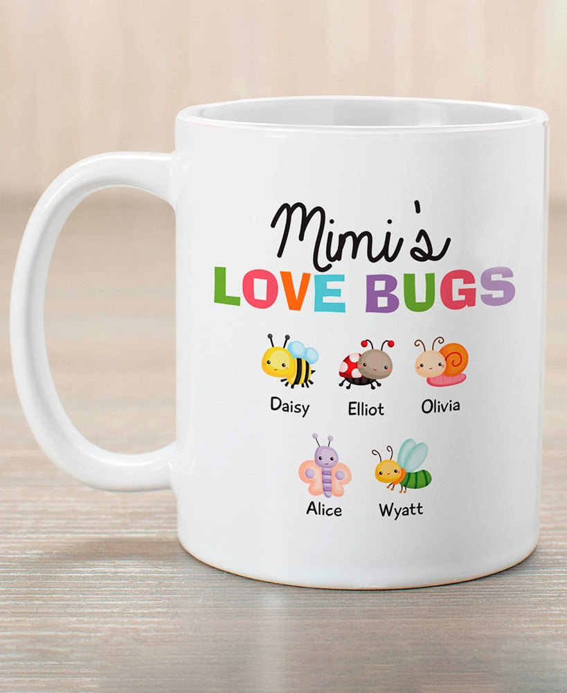 Personalized Mom/Grandma Love Bugs Coffee Mug
