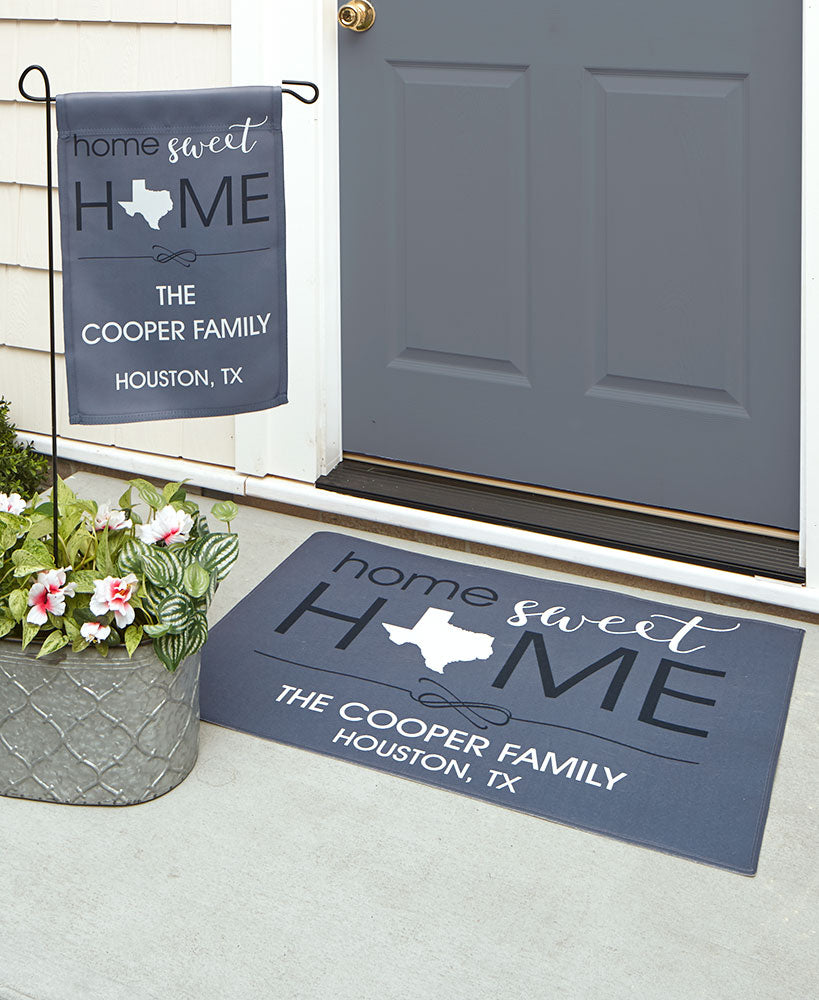 Personalized HOME State Doormat or Garden Flag