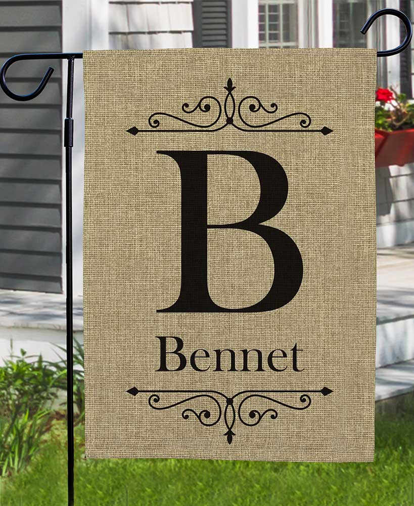 Personalized Burlap Monogram Flags