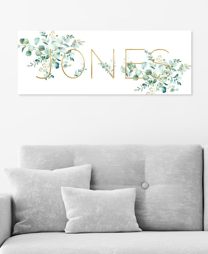 Personalized Floral Name Watercolor Foilage Wall Art