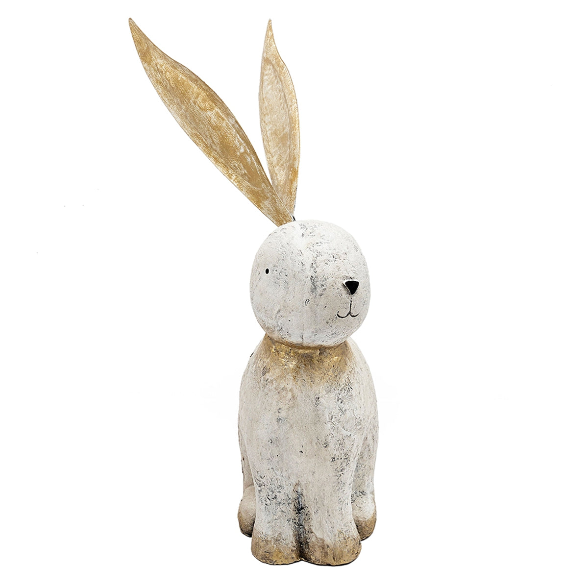 13.8x6.1x20.9" White Magnesium Rabbit Figurine with Gold Iron Ears - image 5